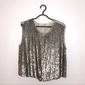 ALLSAINTS hand embellished sequin top